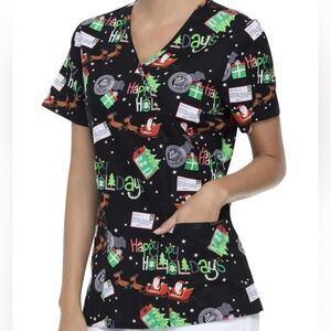 Christmas holiday Size M Women Scrub top